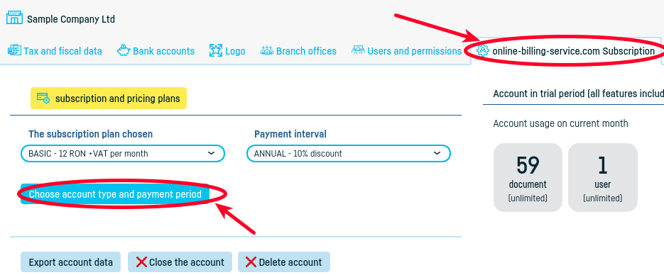 Updating my company data in the contract - step 2