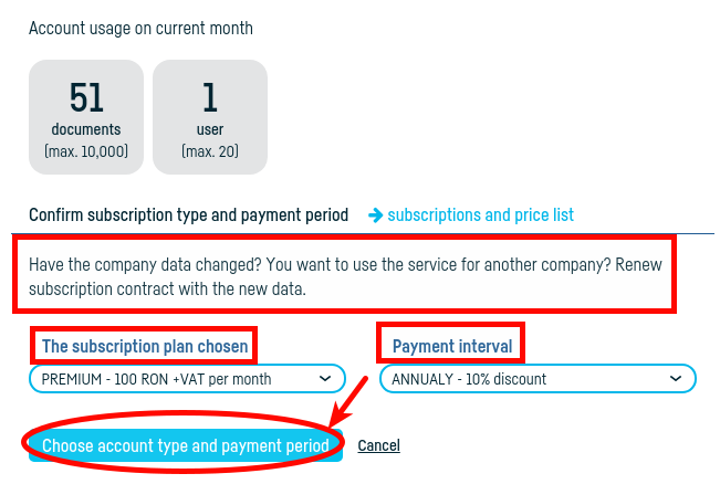 Updating my company data in the contract - step 3