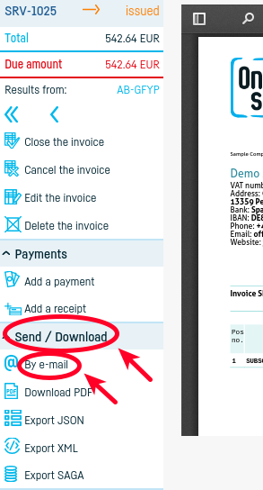 How do I send an invoice by e-mail? - step 4