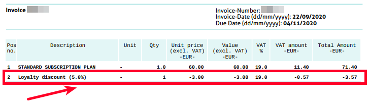 How can I enter discounts on the invoices? - step 2