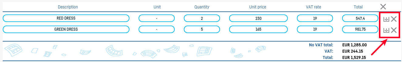 Delete all lines in the invoice - step 1