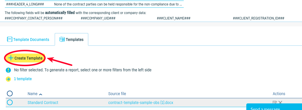 How do I define a standard document template? - step 3