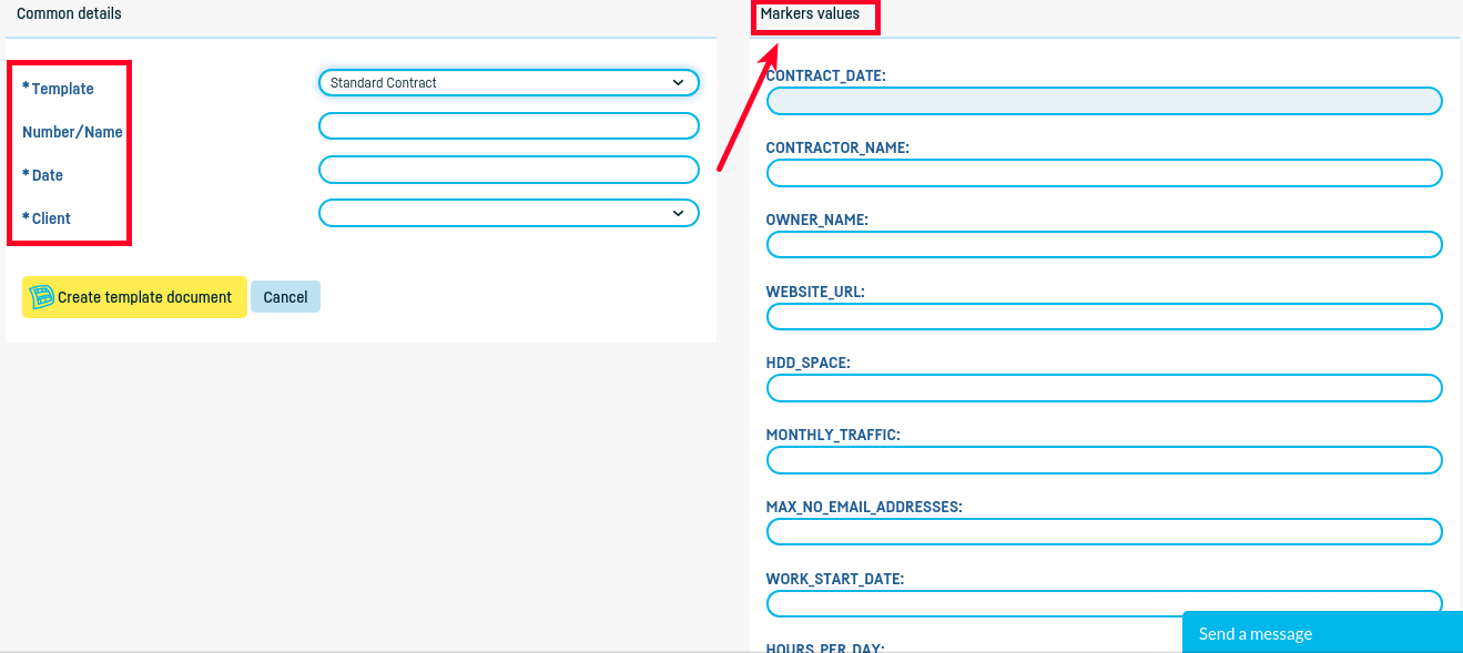 How do I define a standard document template? - step 5