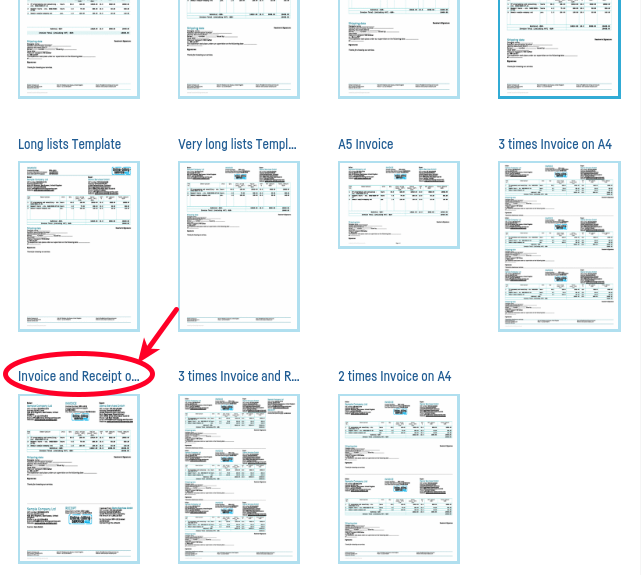 Invoice and receipt on the same sheet - step 1