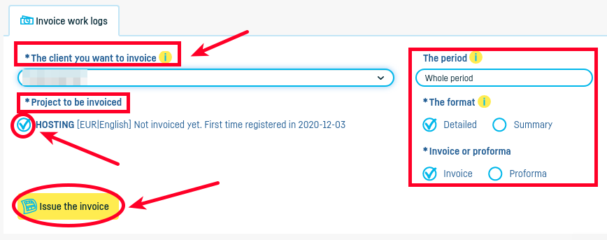 How do I invoice a work log? - step 4