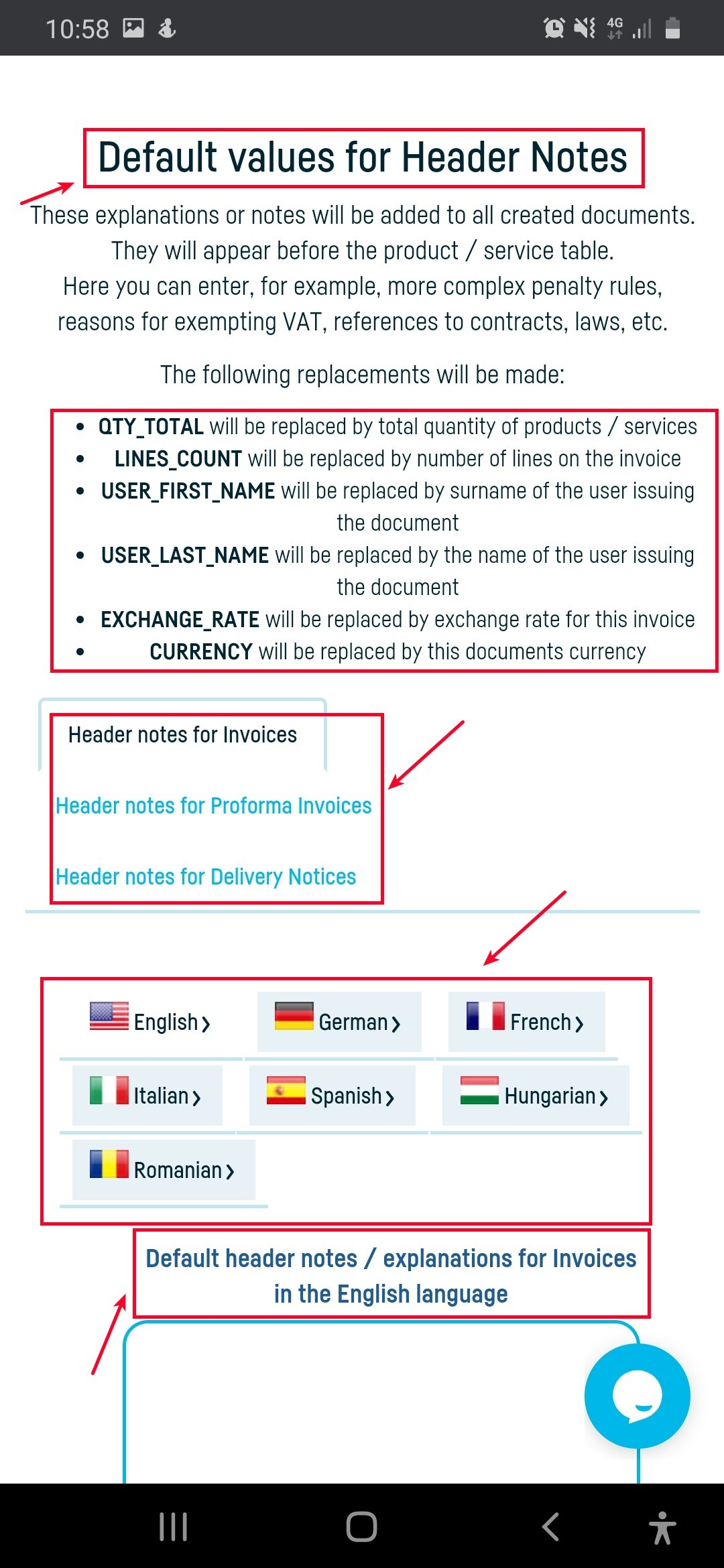 How do I set default invoice values? - step 4