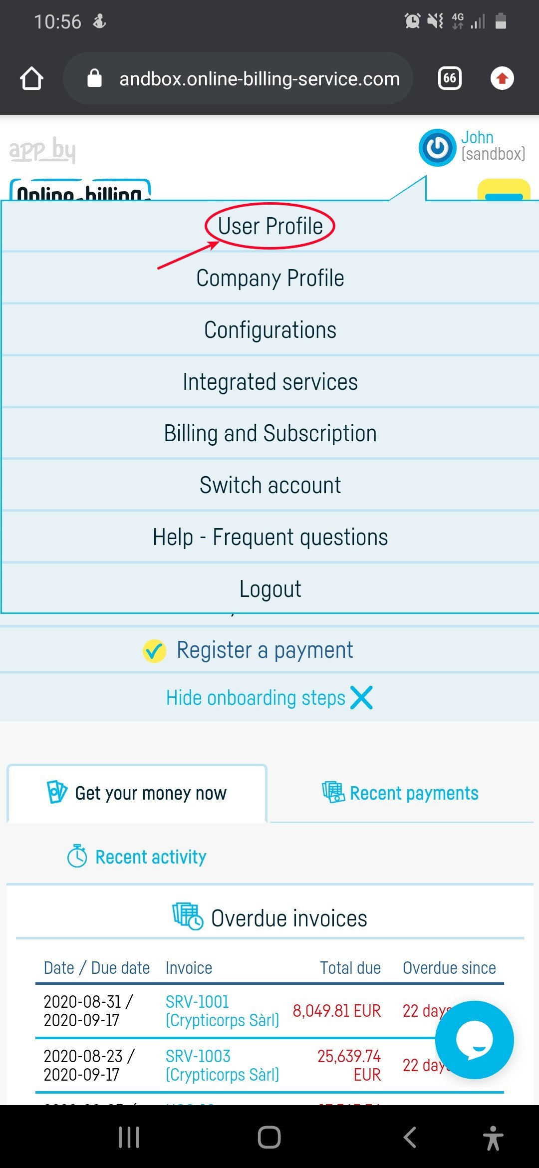 How do I export the data associated with my account? - step 1