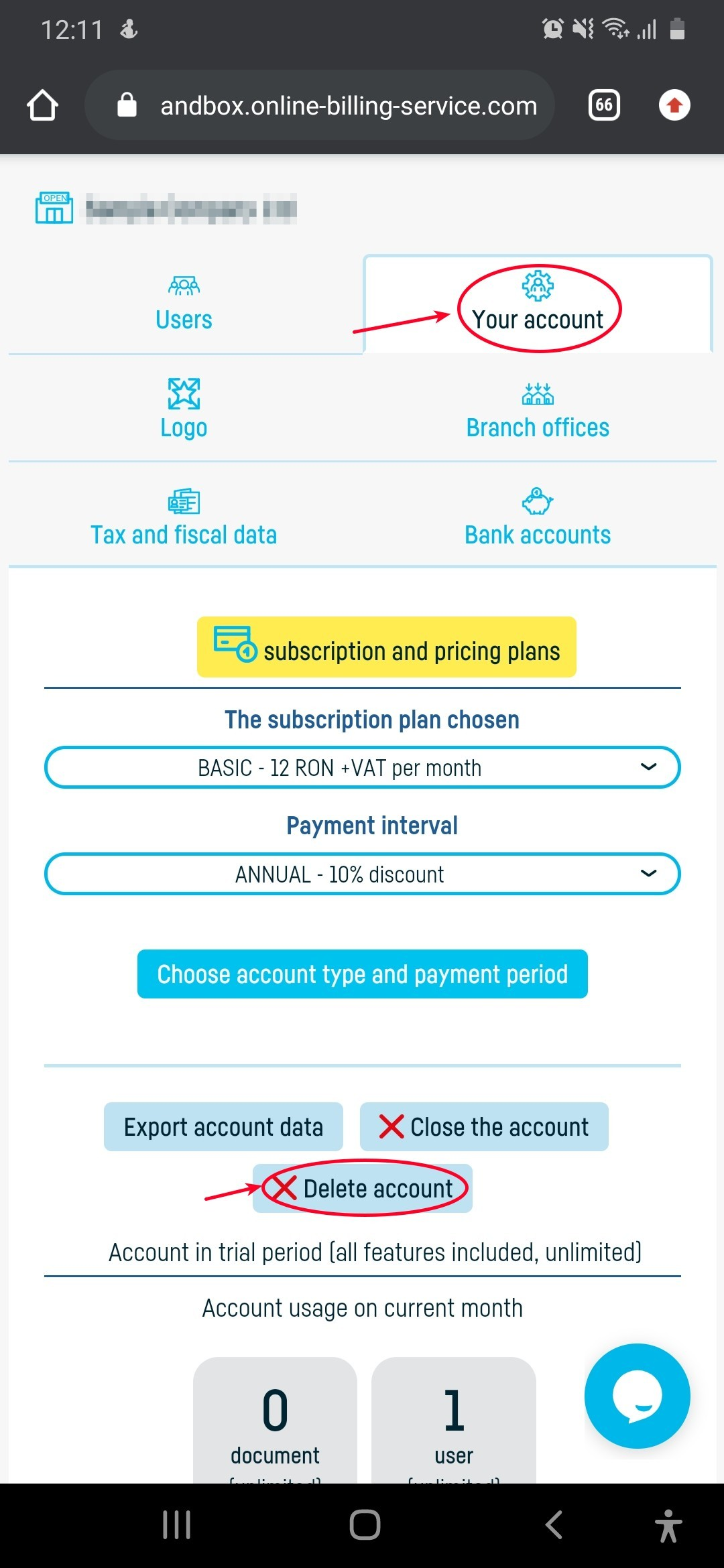 How do I delete my account and associated data? - step 2