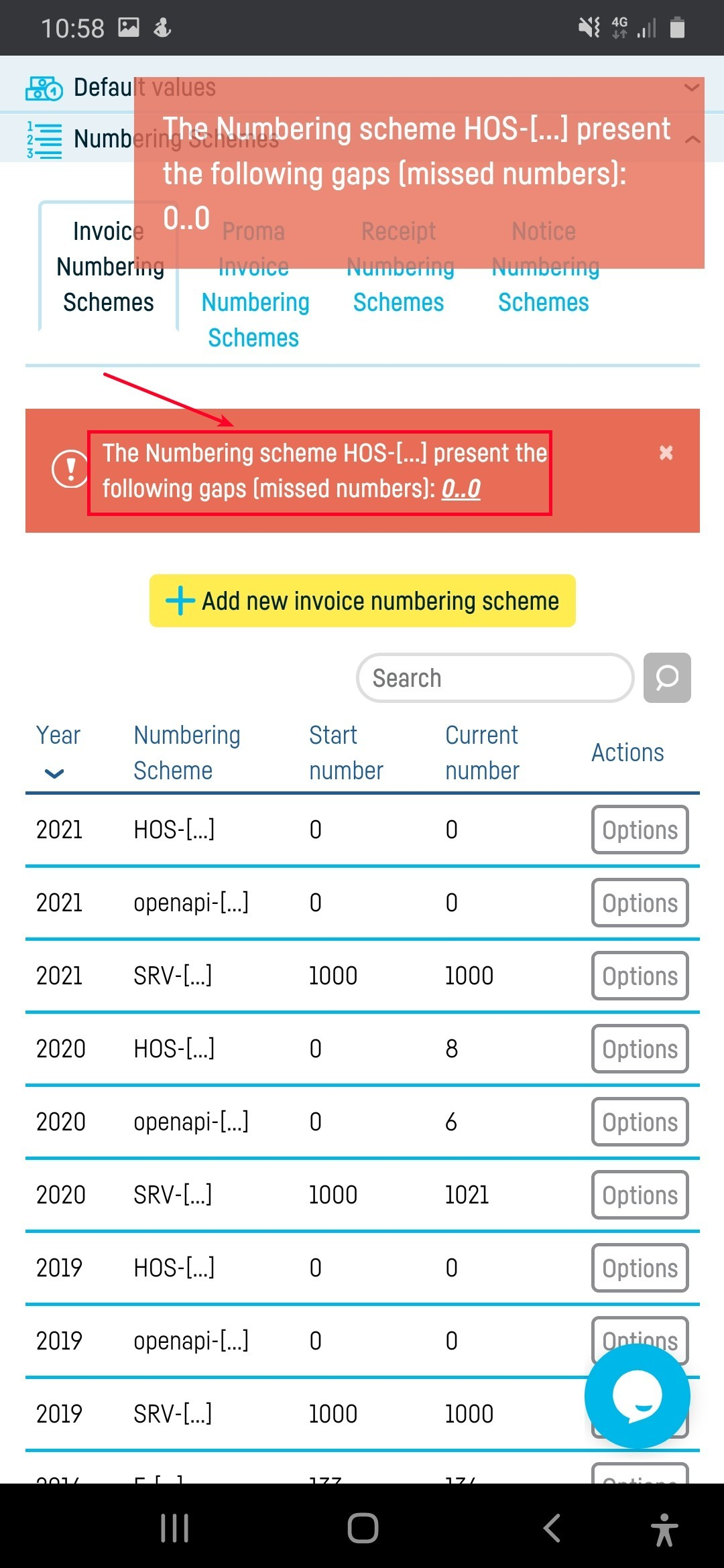 Gaps (holes) in the numbering schemes - step 3