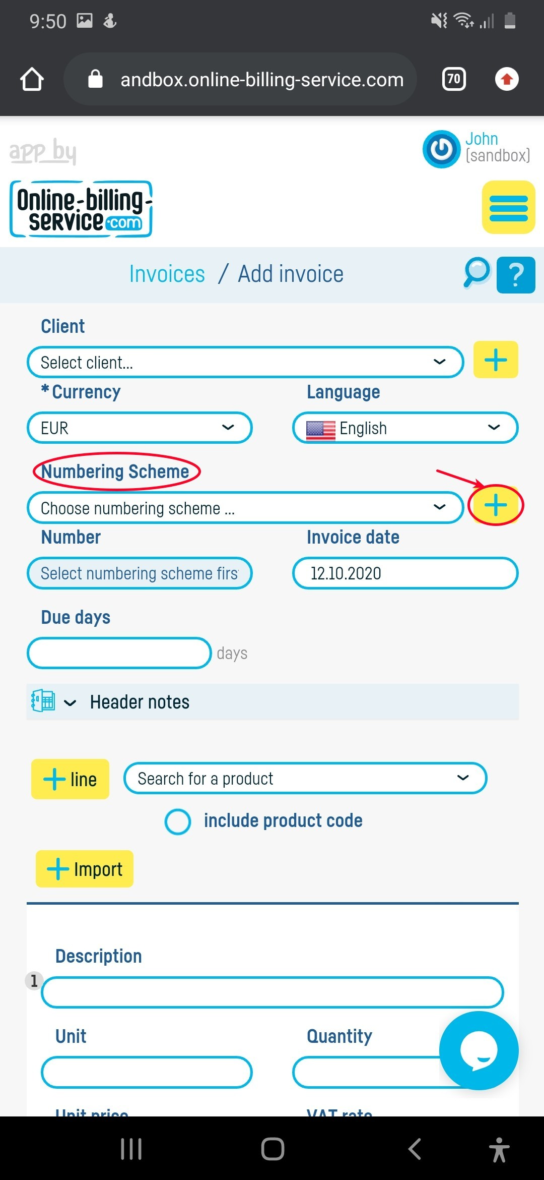 How do I add an invoice numbering scheme? - step 4