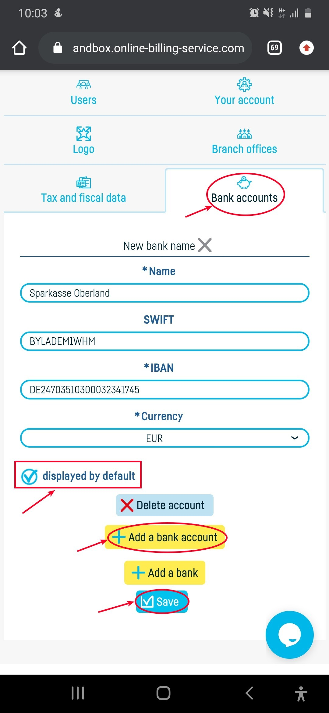 How do I add bank accounts? - step 3