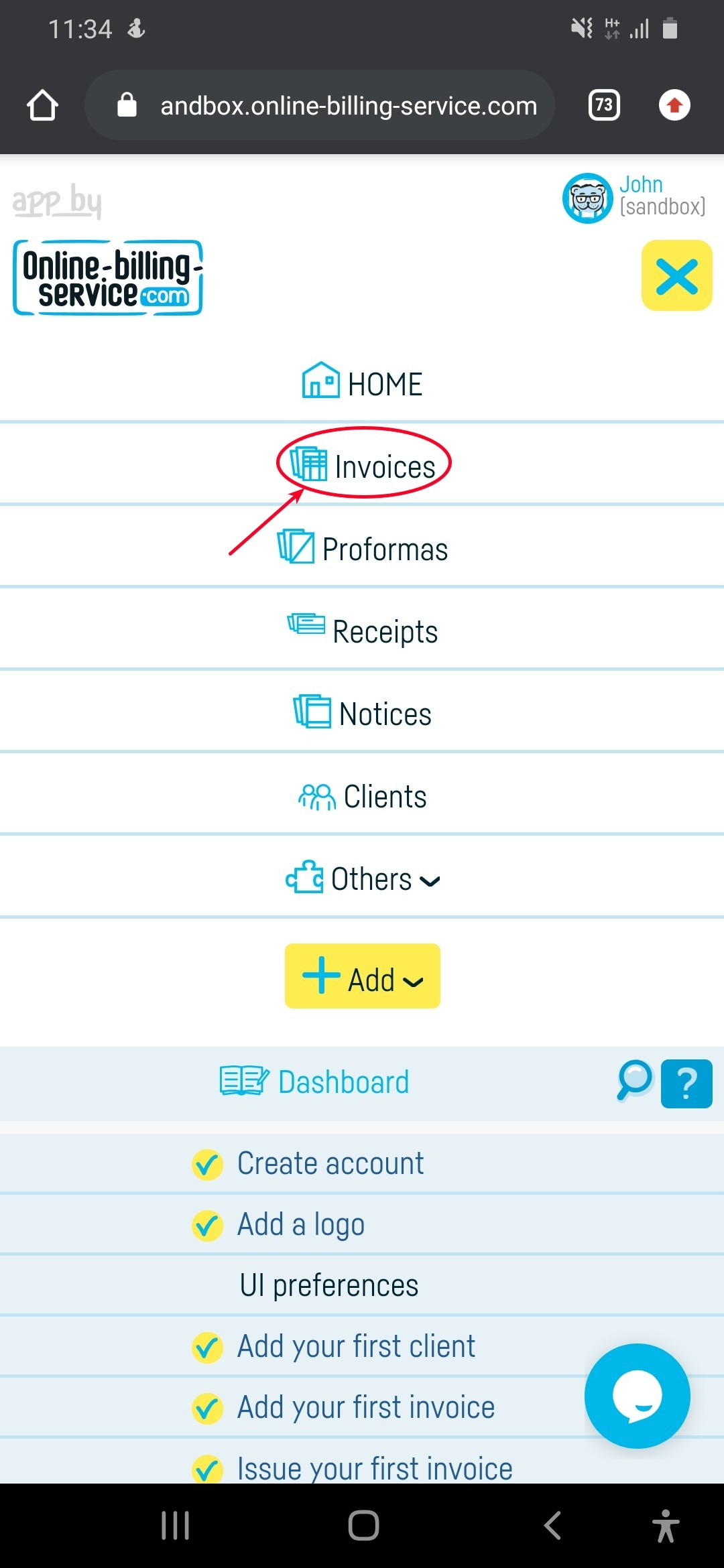 How do I reverse an invoice? - step 1