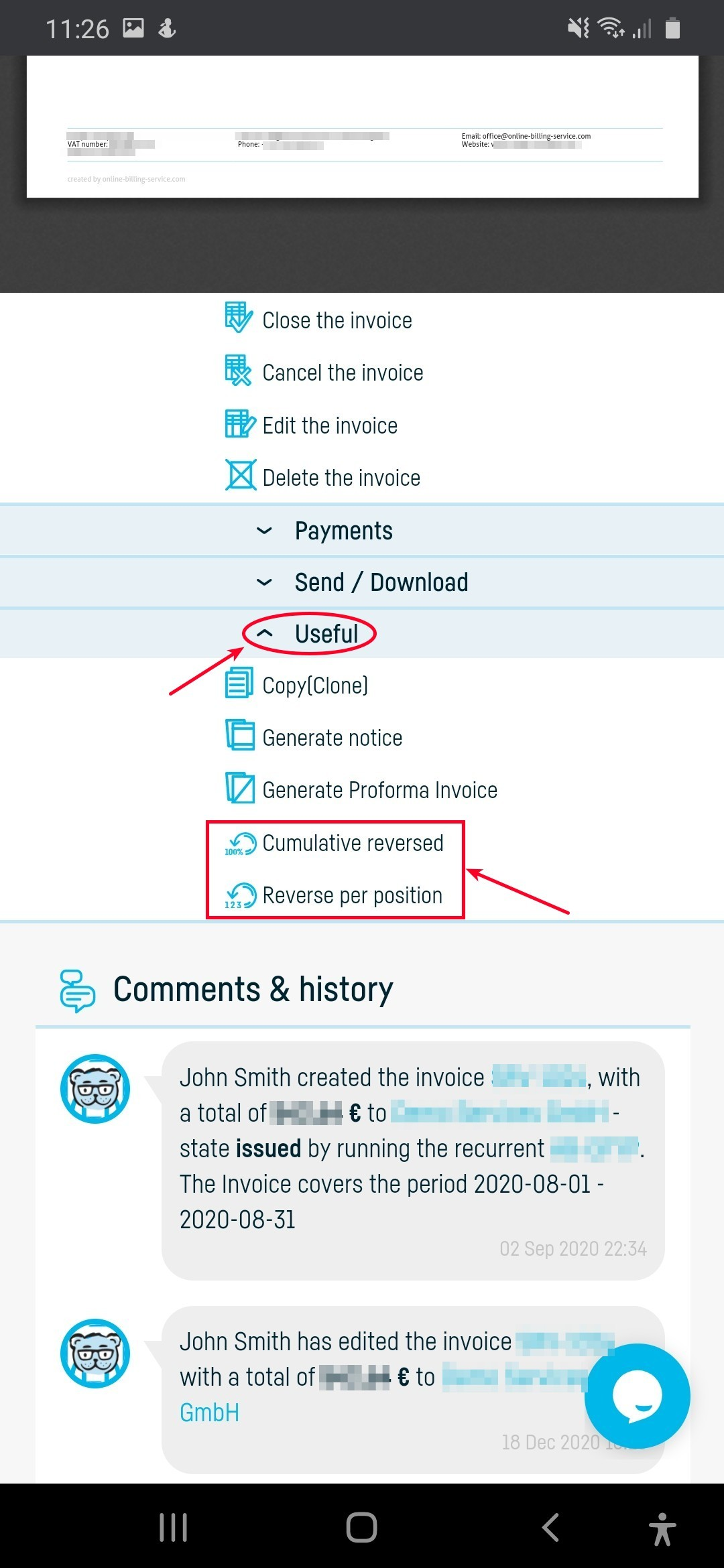 How do I reverse an invoice? - step 3