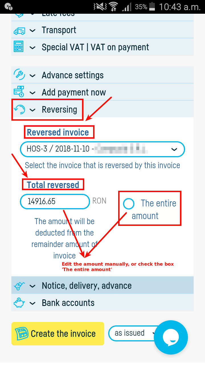 How do I reverse an invoice? - step 4