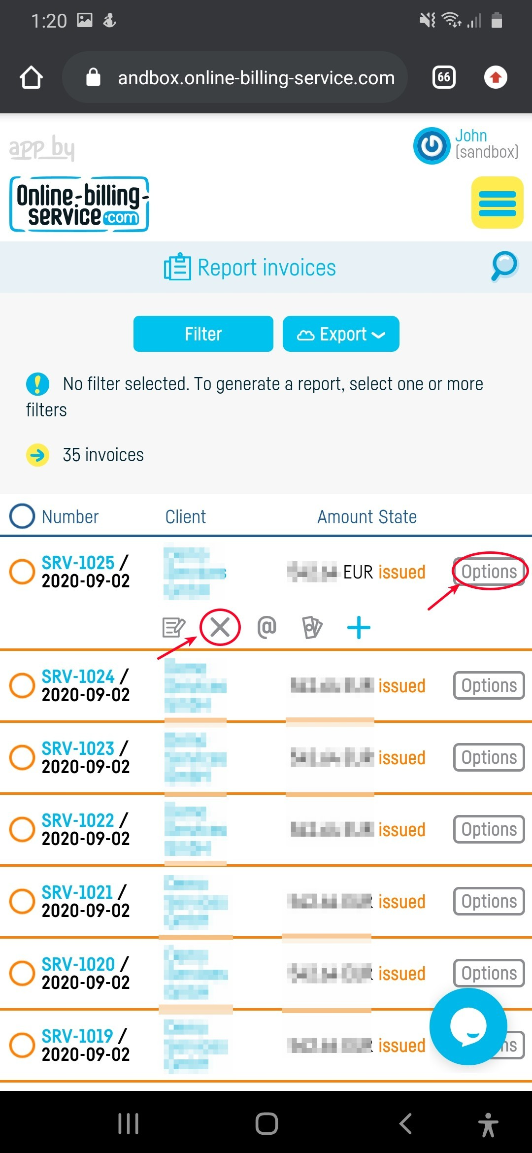 How do I delete an invoice? - step 2