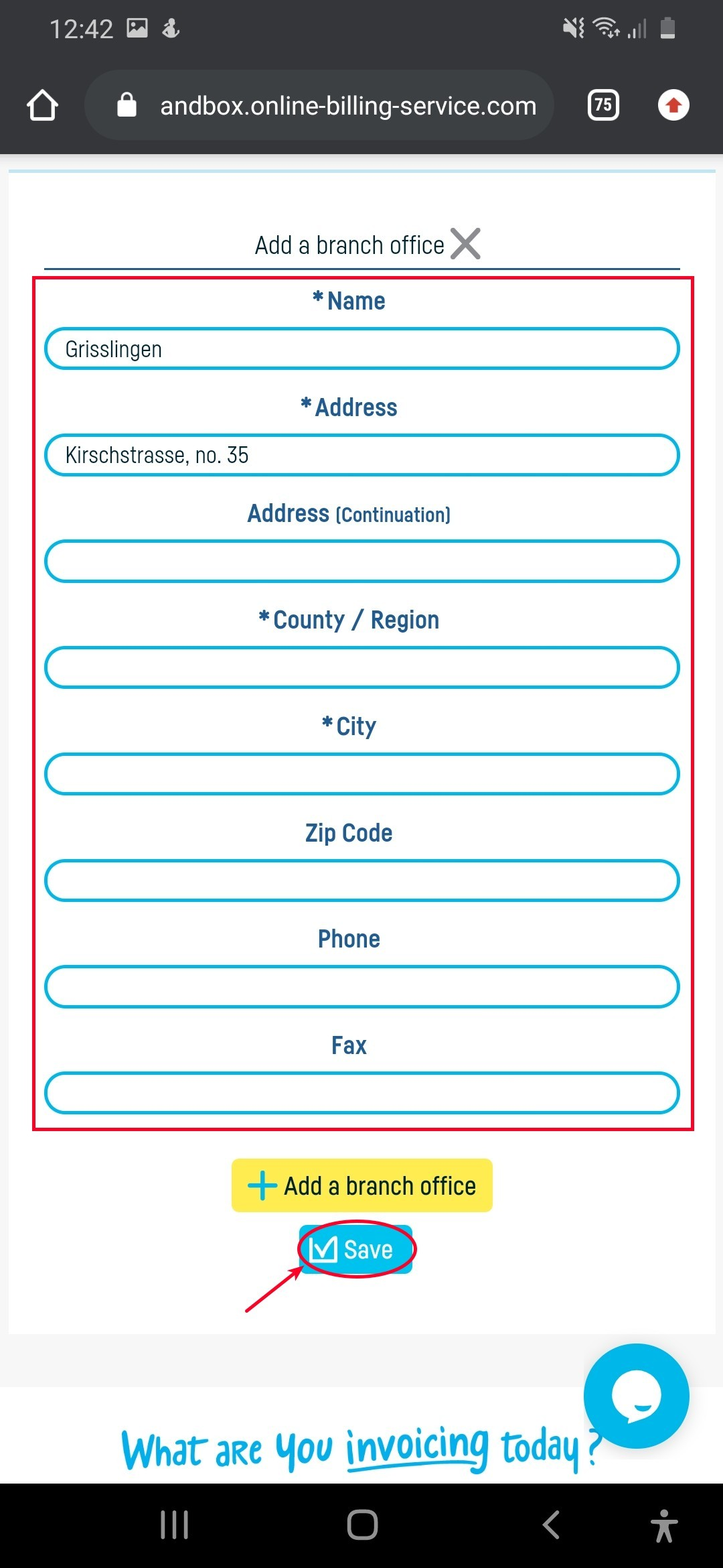 How do I add branch offices? - step 3