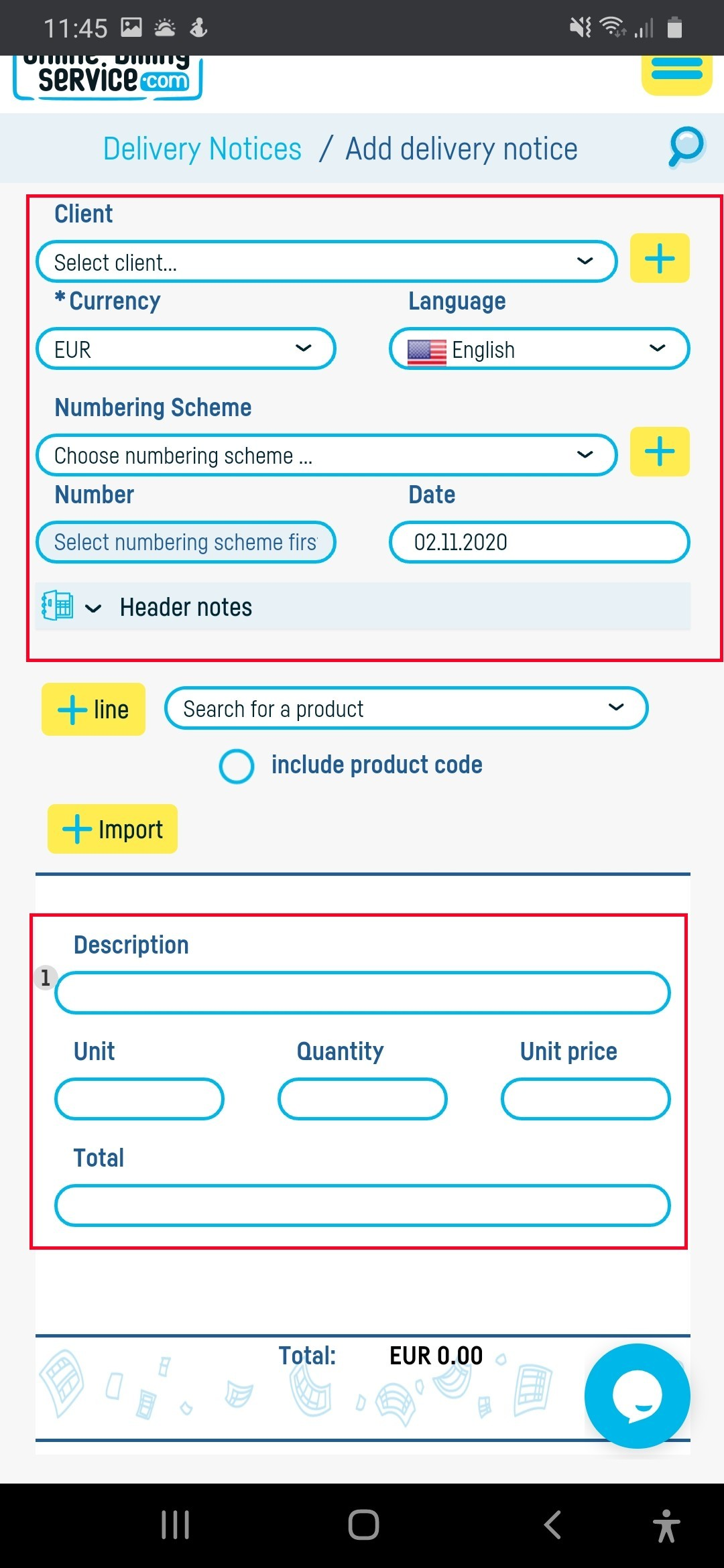 How do I generate an invoice from a notice? - step 2