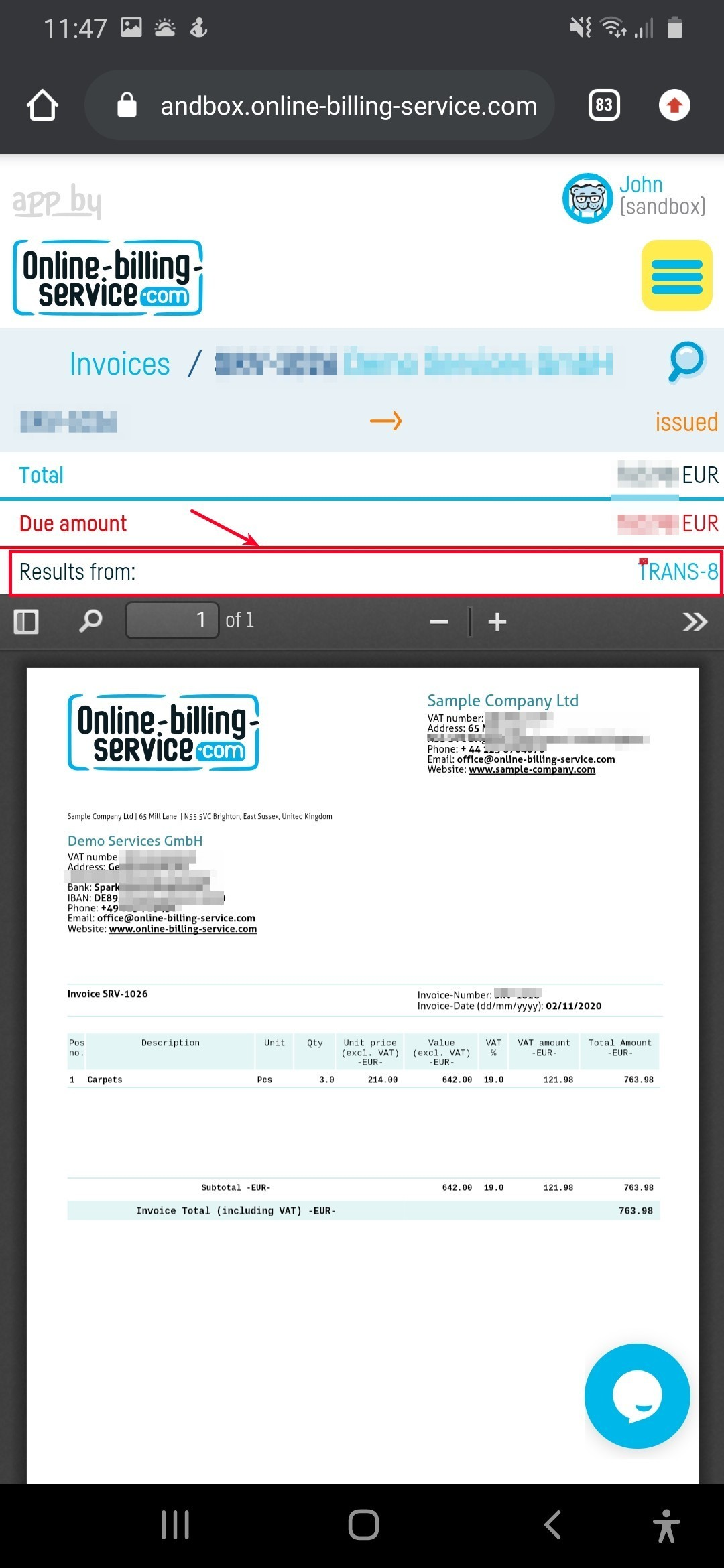 How do I generate an invoice from a notice? - step 4