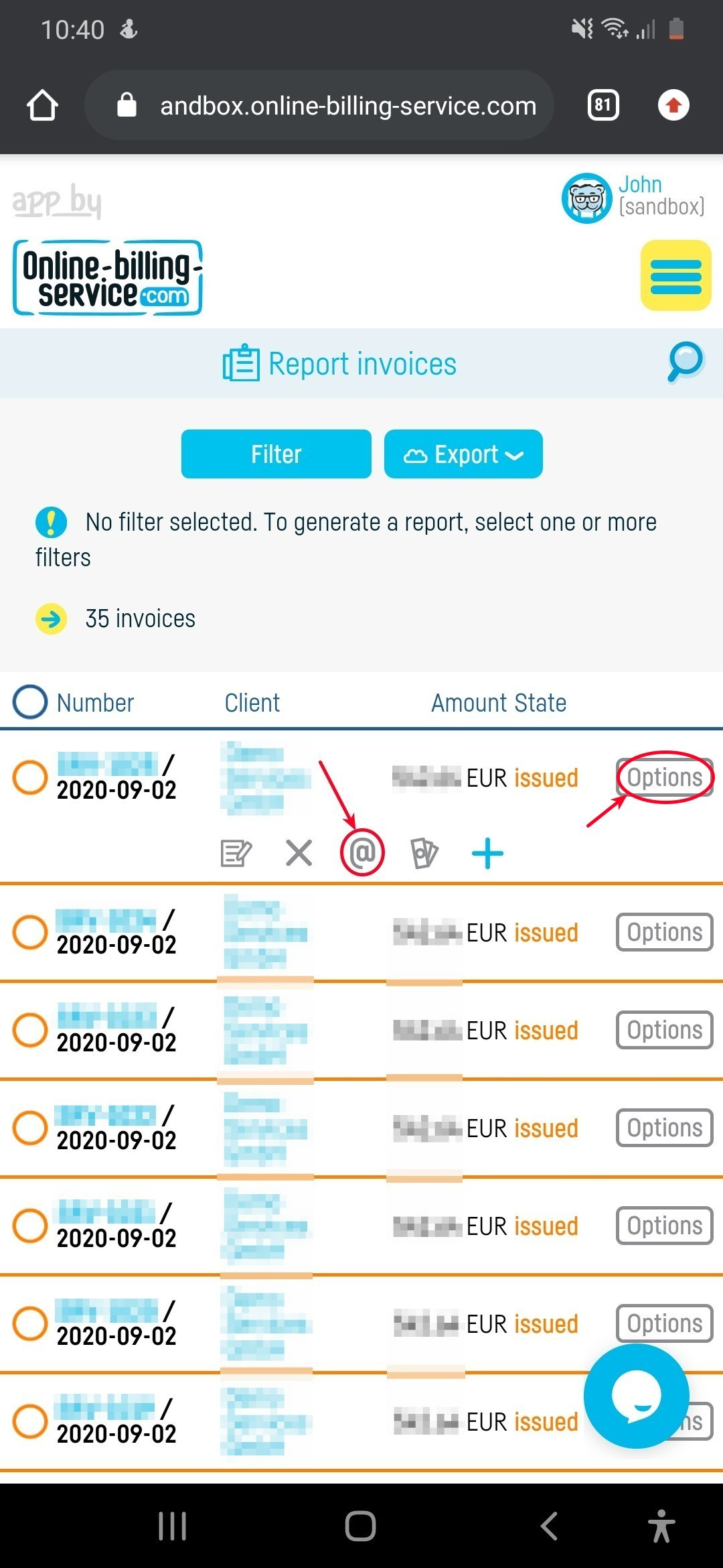 How do I send an invoice by e-mail? - step 2