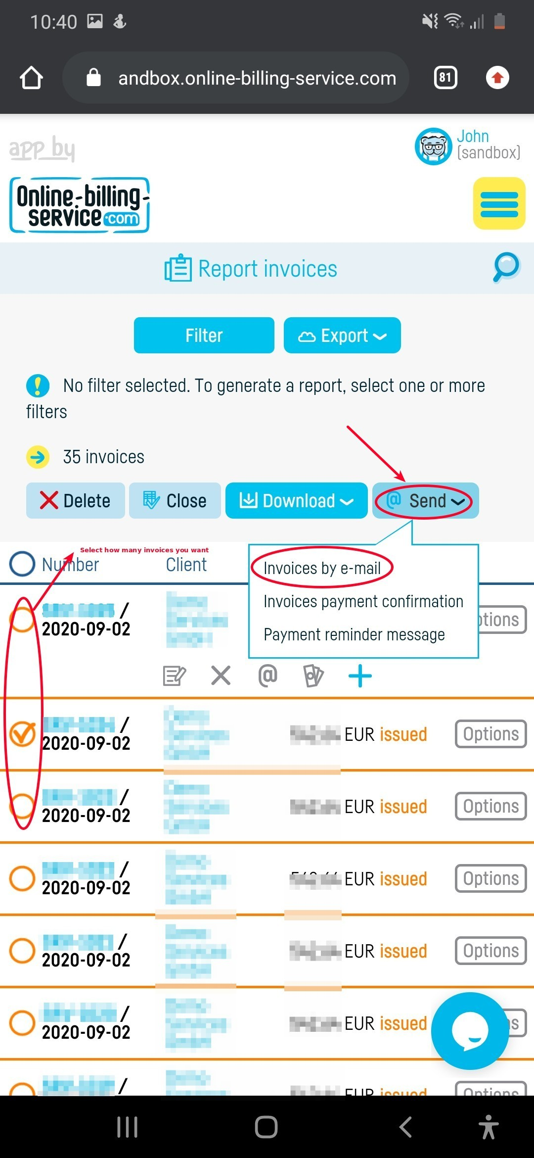 How do I send an invoice by e-mail? - step 6