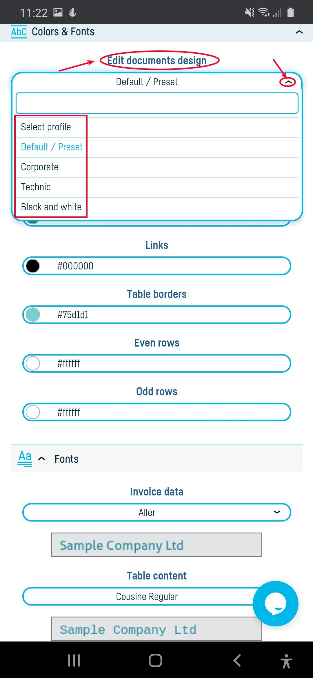 How do I change the appearance of an invoice? - step 3