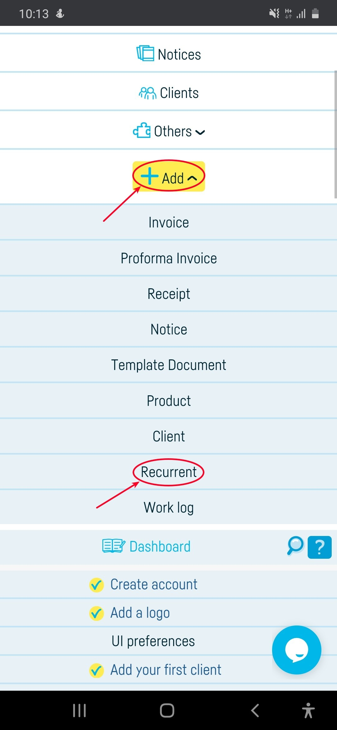 How do I add a recurrent? - step 1