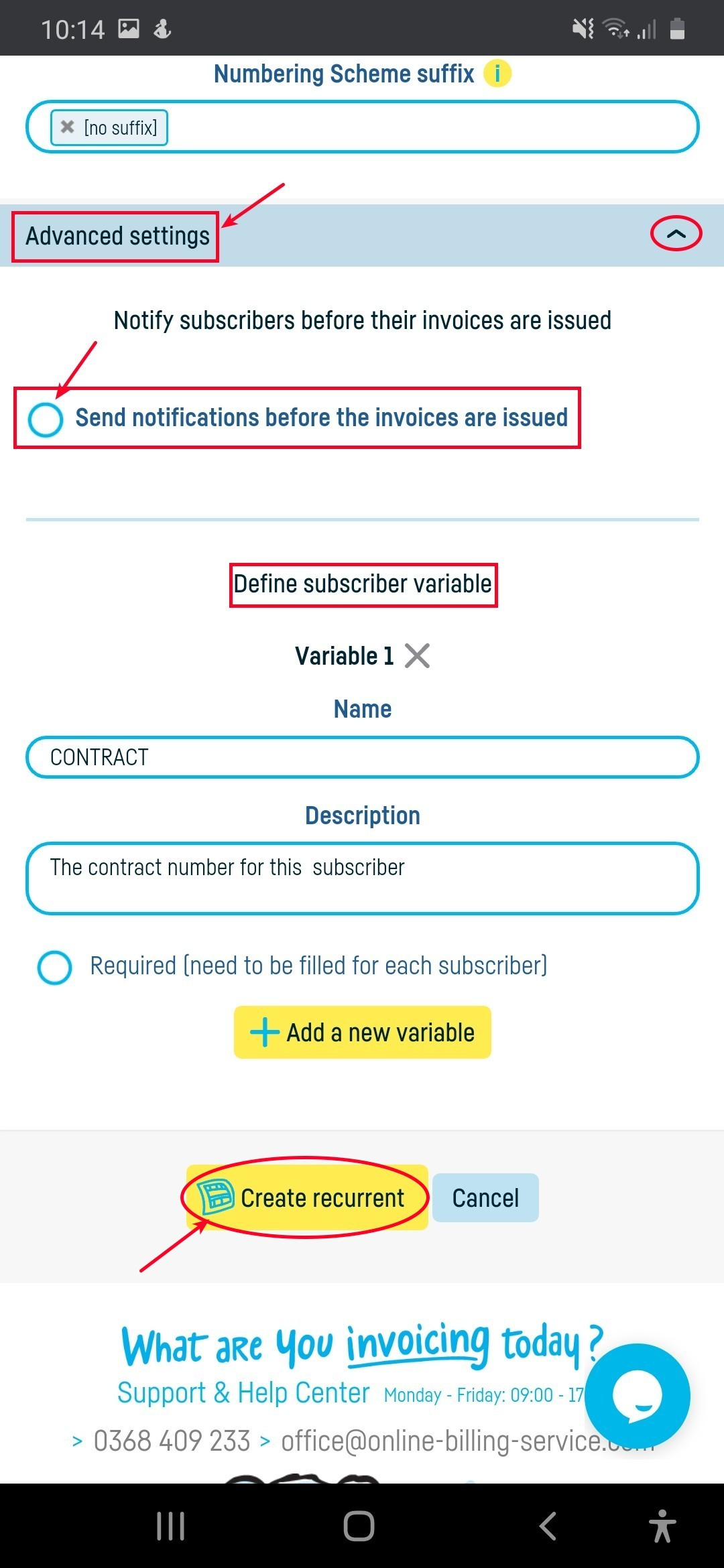 How do I add a recurrent? - step 4