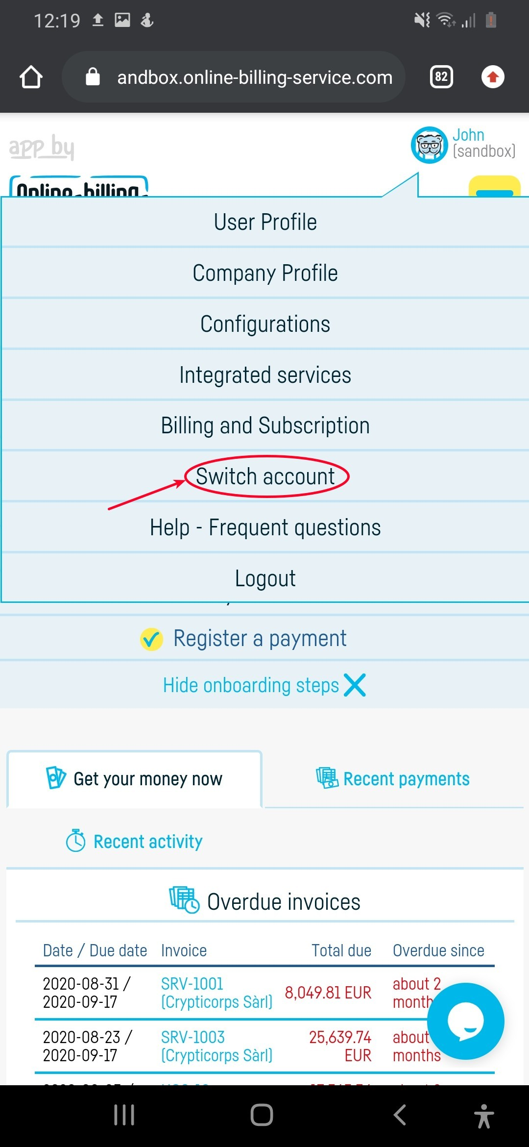 How do I link the accounts of multiples companies? - step 1