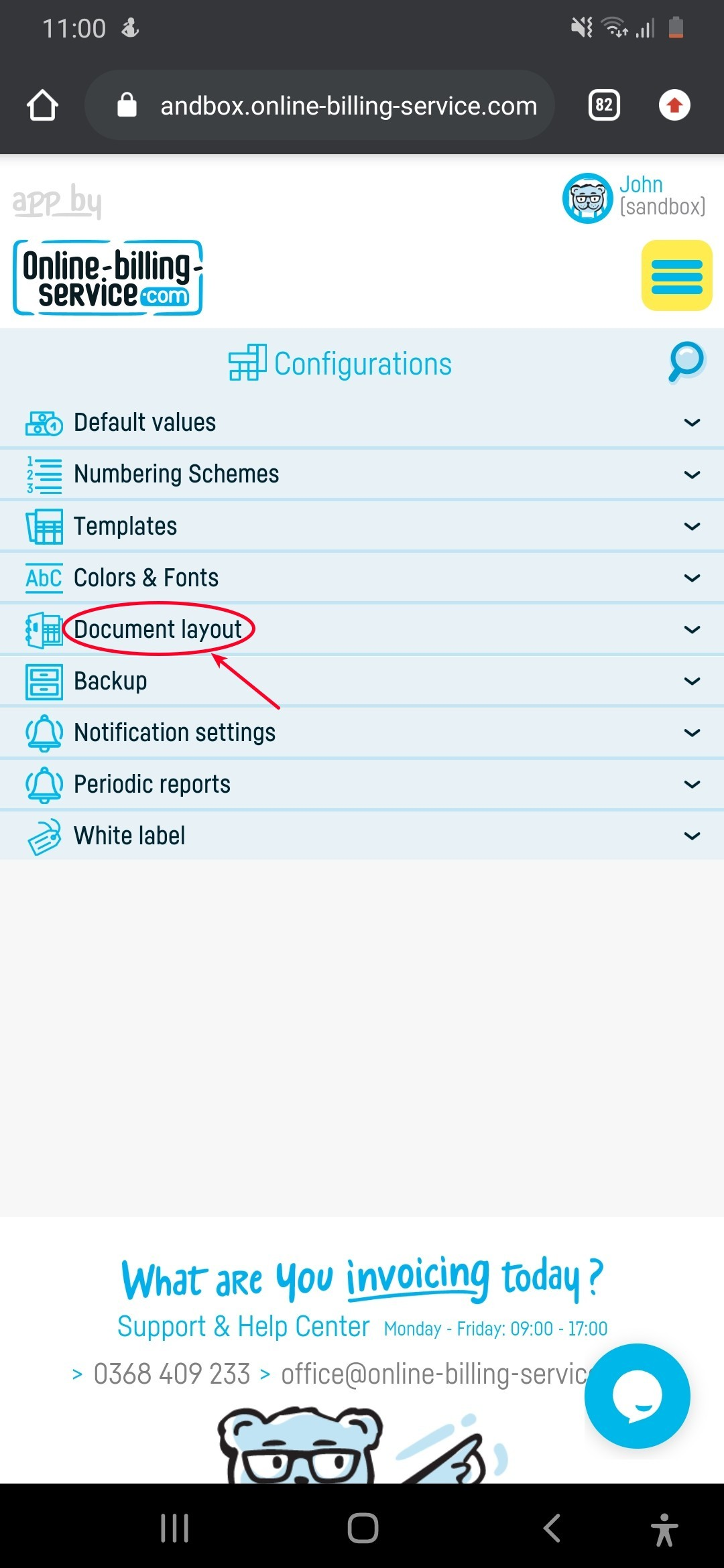 Document layout settings - step 2