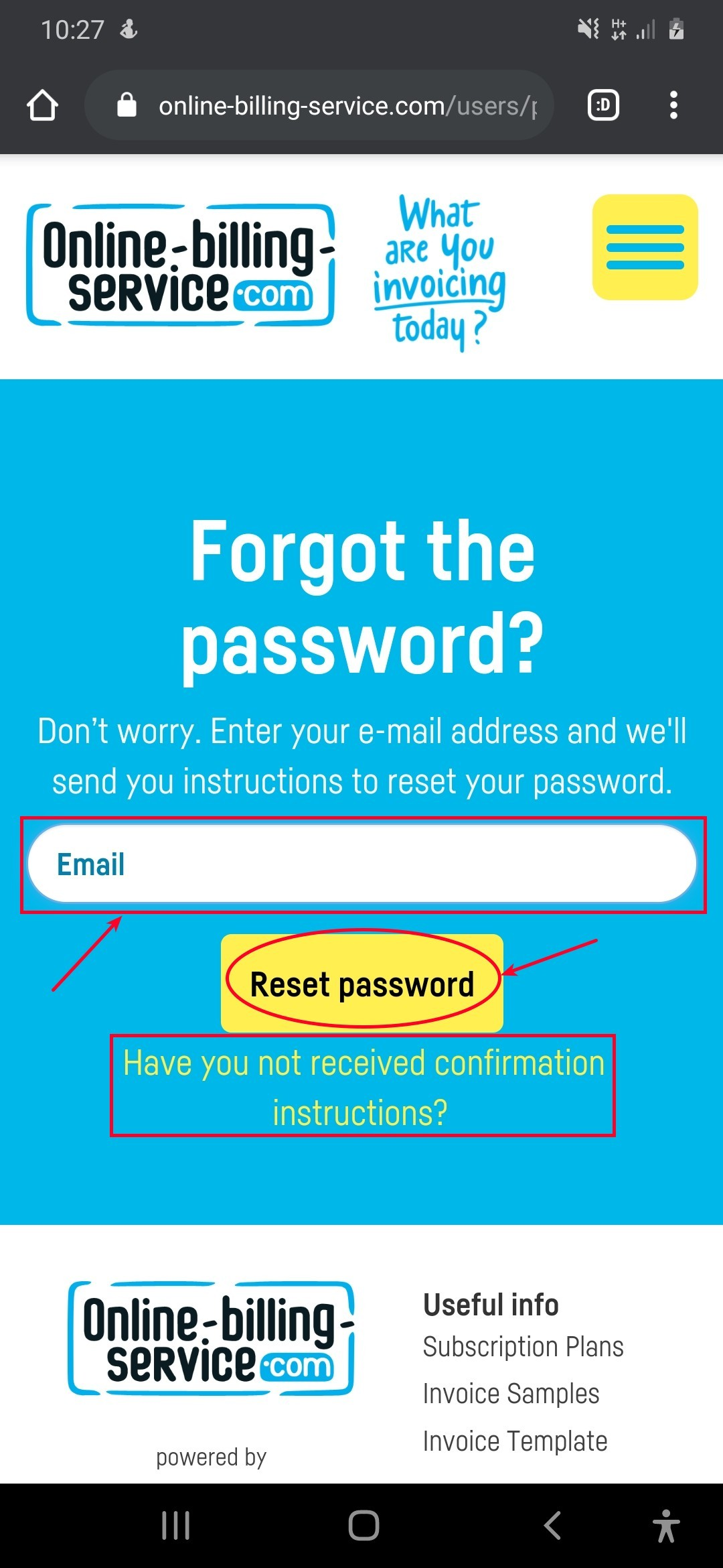 Forgot login data? See instructions to recover them - step 3