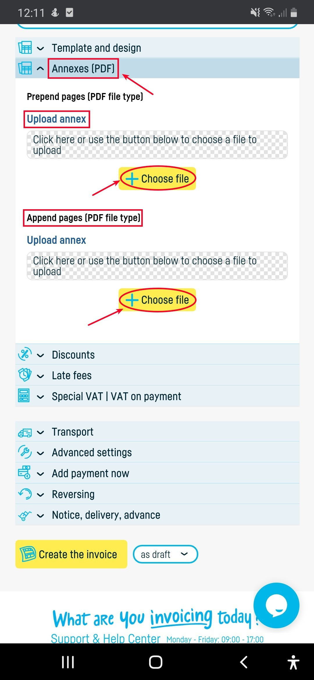 Add attachments directly from the document form - step 1