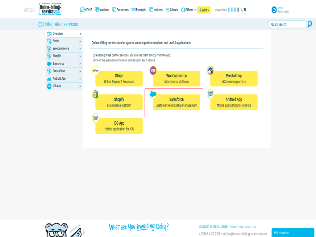 Activating the Salesforce integration - step 4