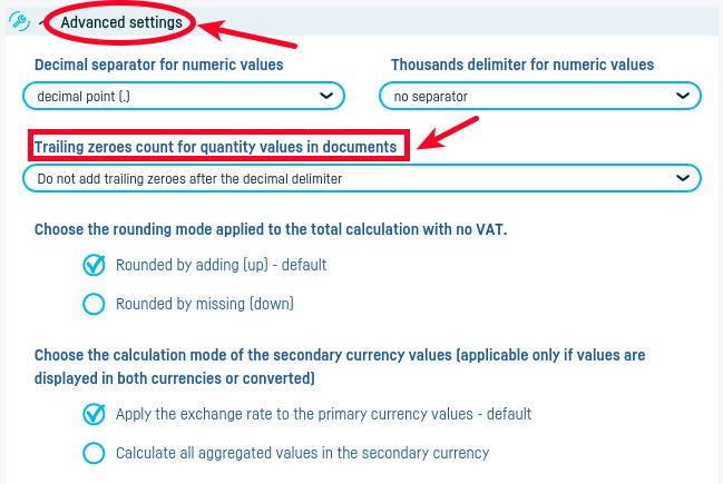 Customizing the numeric format of quantity values - step 1