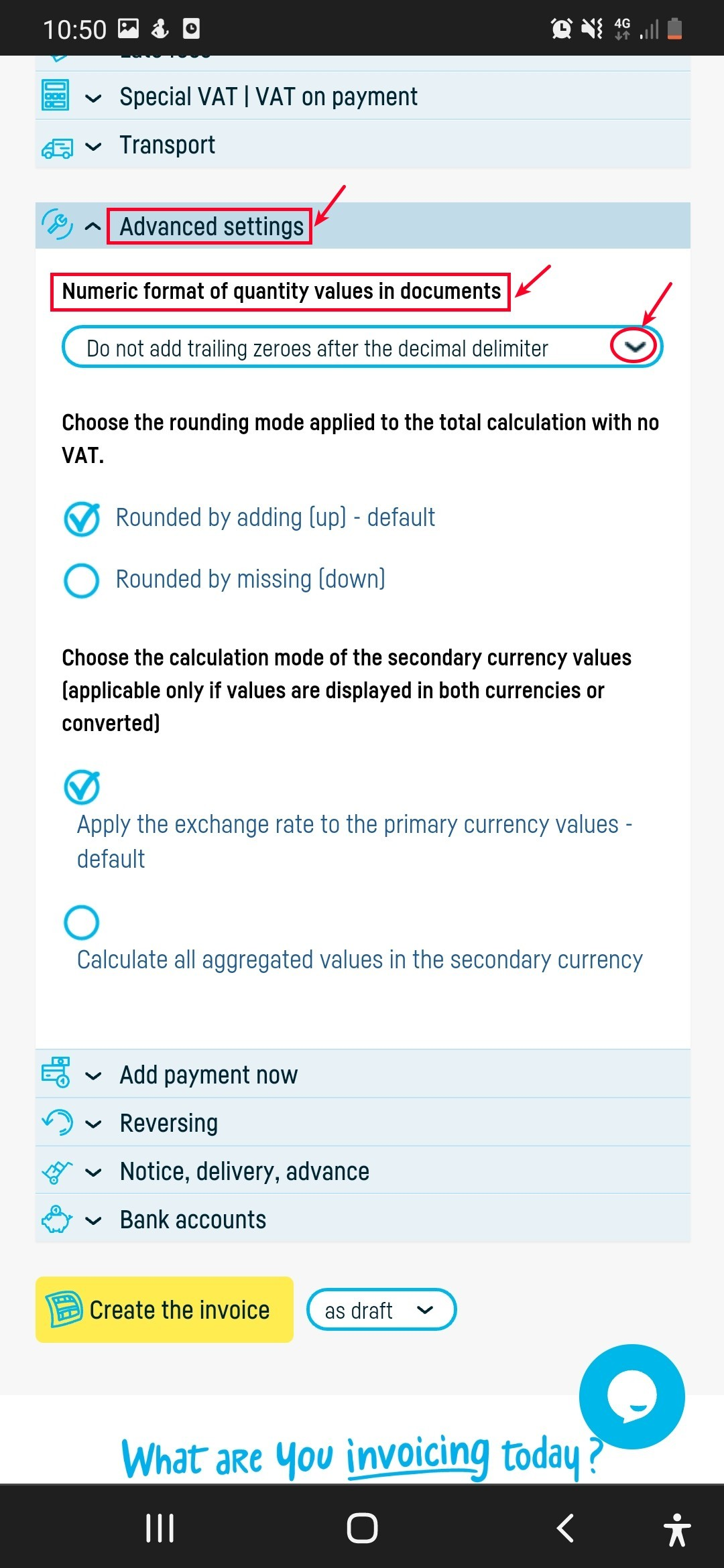 Customizing the numeric format of quantity values - step 1