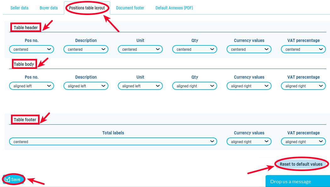 Invoice table cell alignments - step 3