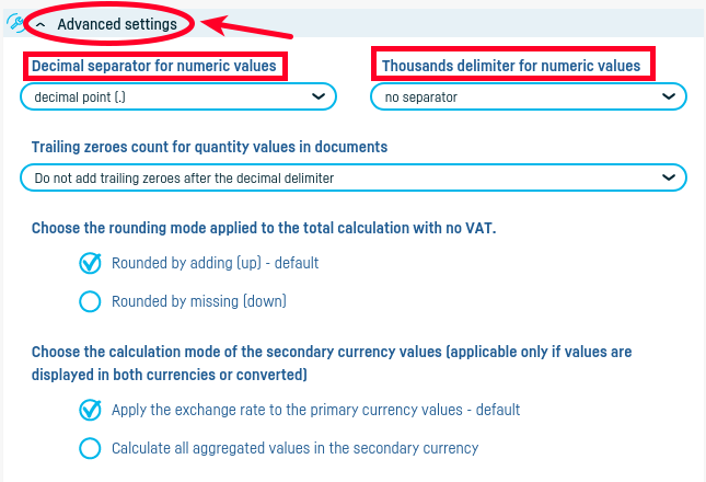 Formatting currency values in invoices - step 4