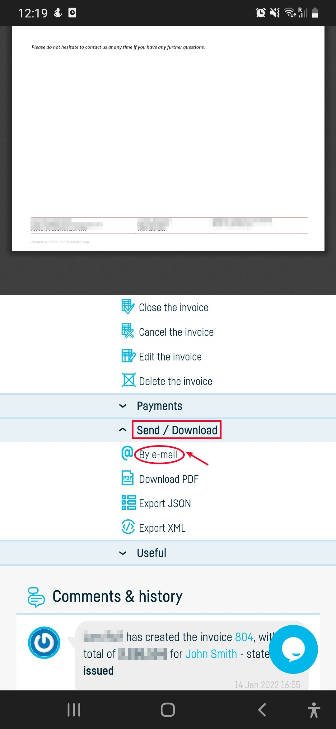 Schedule invoice delivery - step 1