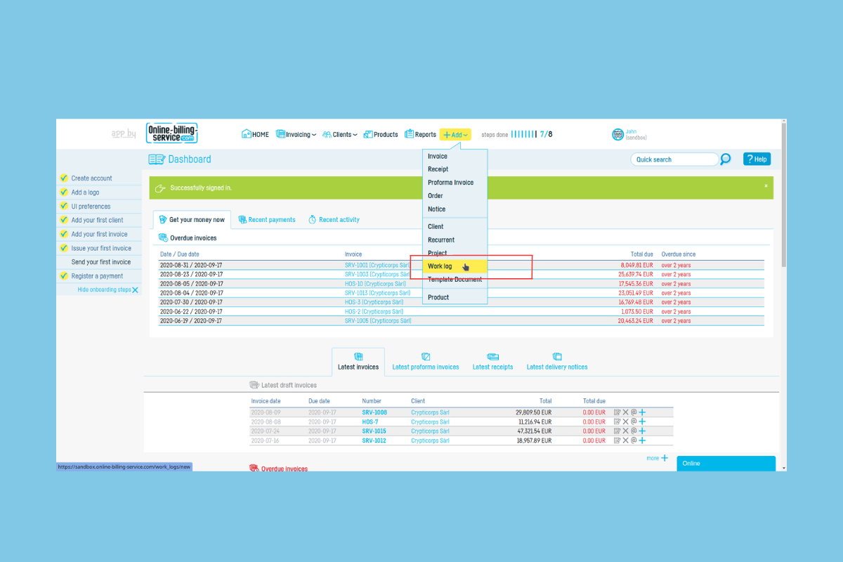 How to import work logs from Excel - step 1