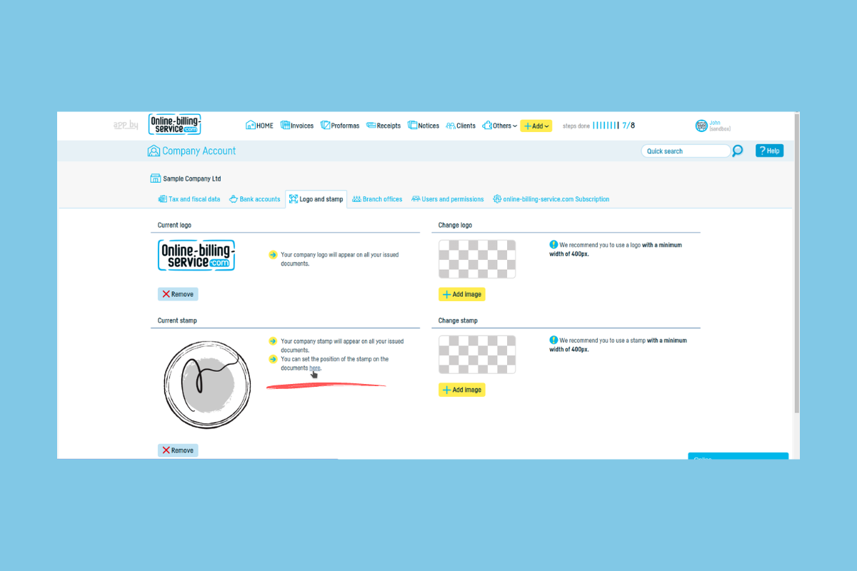 How to add a stamp and signature to an invoice - step 5