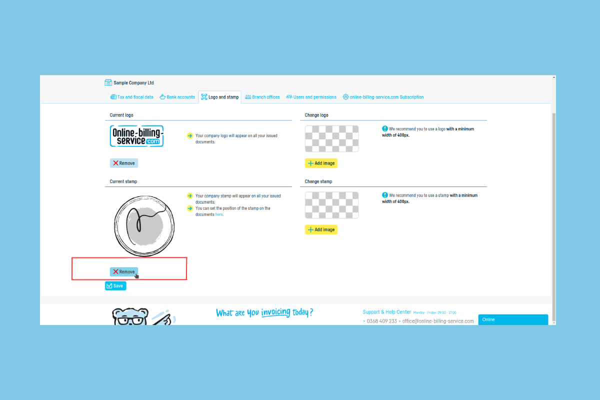 How to add a stamp and signature to an invoice - step 9