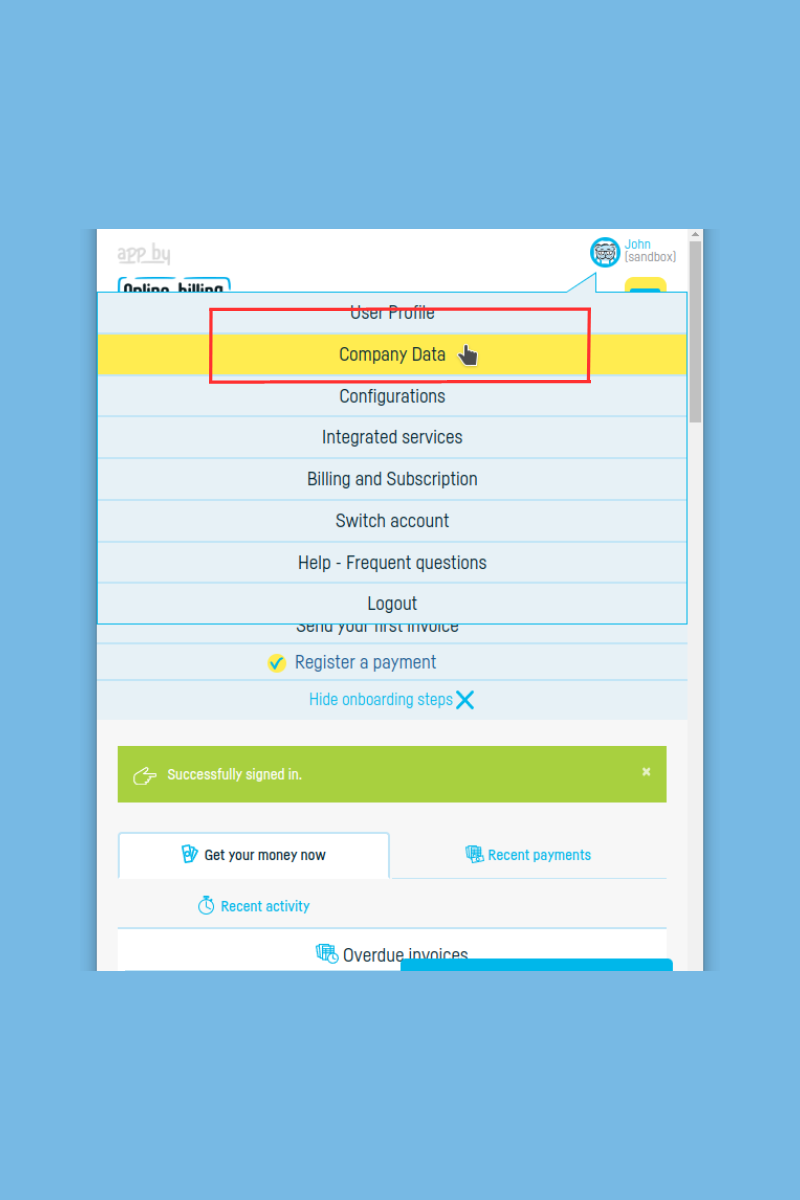 How to add a stamp and signature to an invoice - step 1