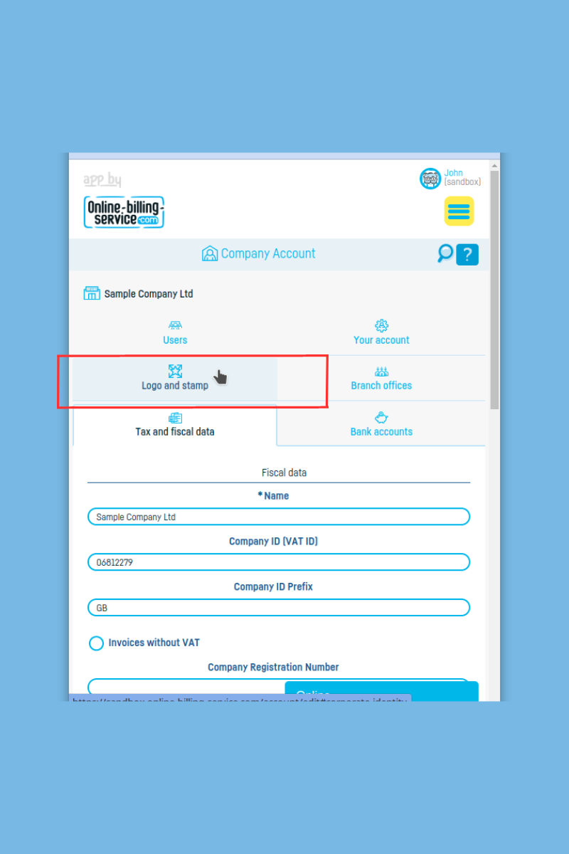 How to add a stamp and signature to an invoice - step 2