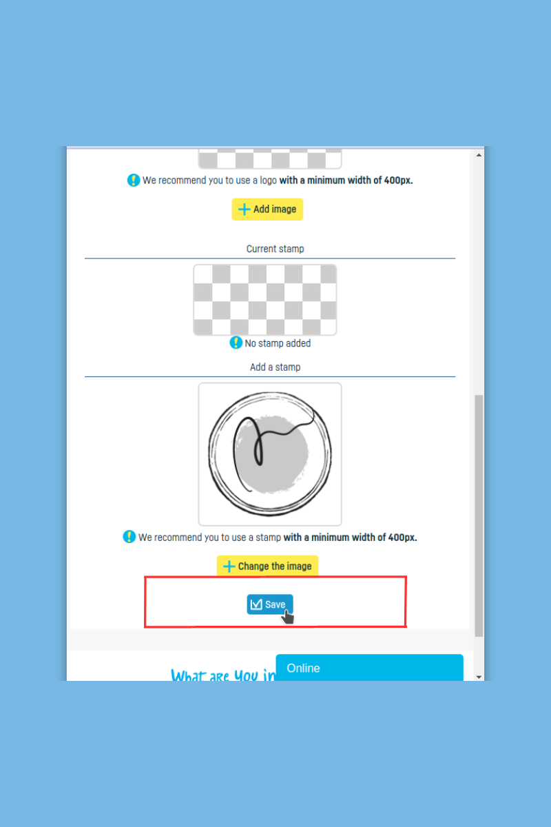 How to add a stamp and signature to an invoice - step 4