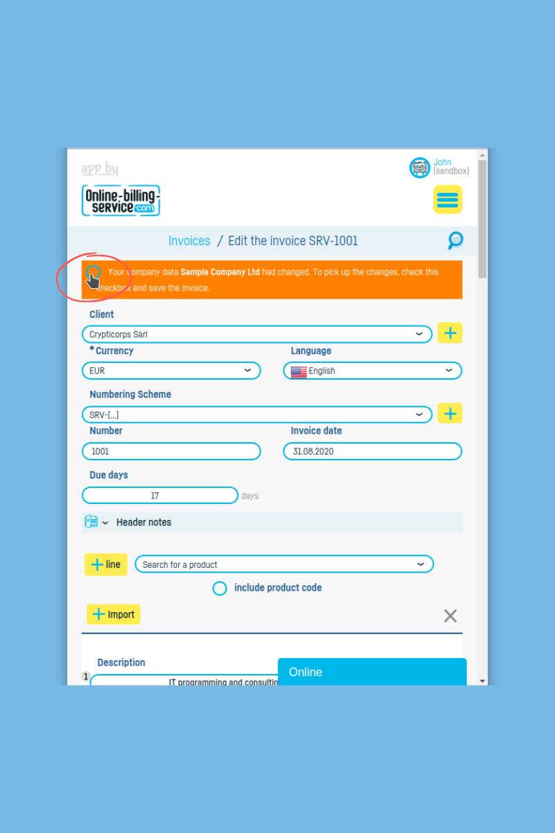 How to add a stamp and signature to an invoice - step 8