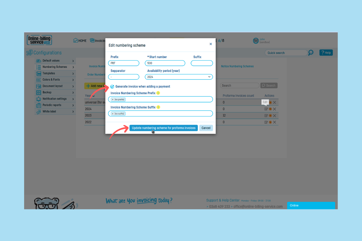 Automatically generate invoice from proforma payment - step 3