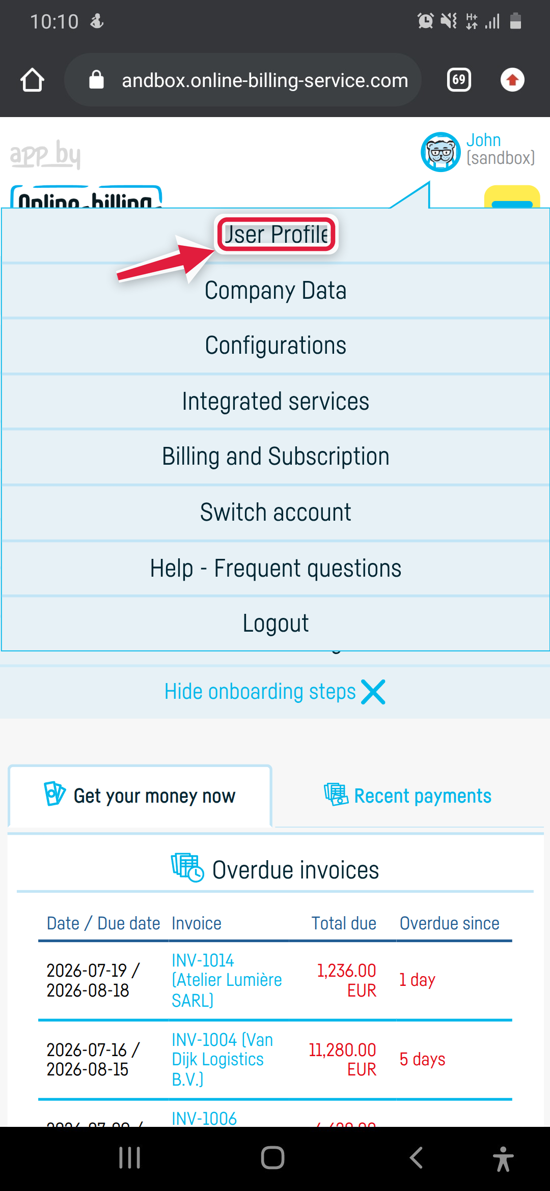 How do I change the interface theme? - step 1