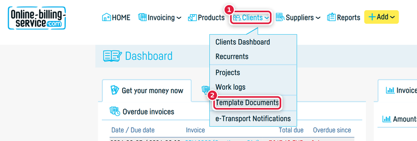 How do I define a standard document template? - step 2