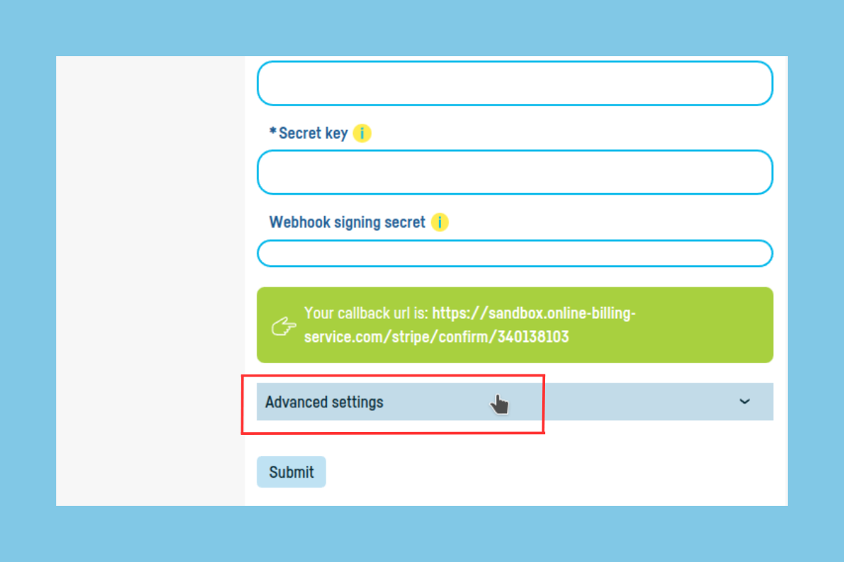 Stripe online billing integration