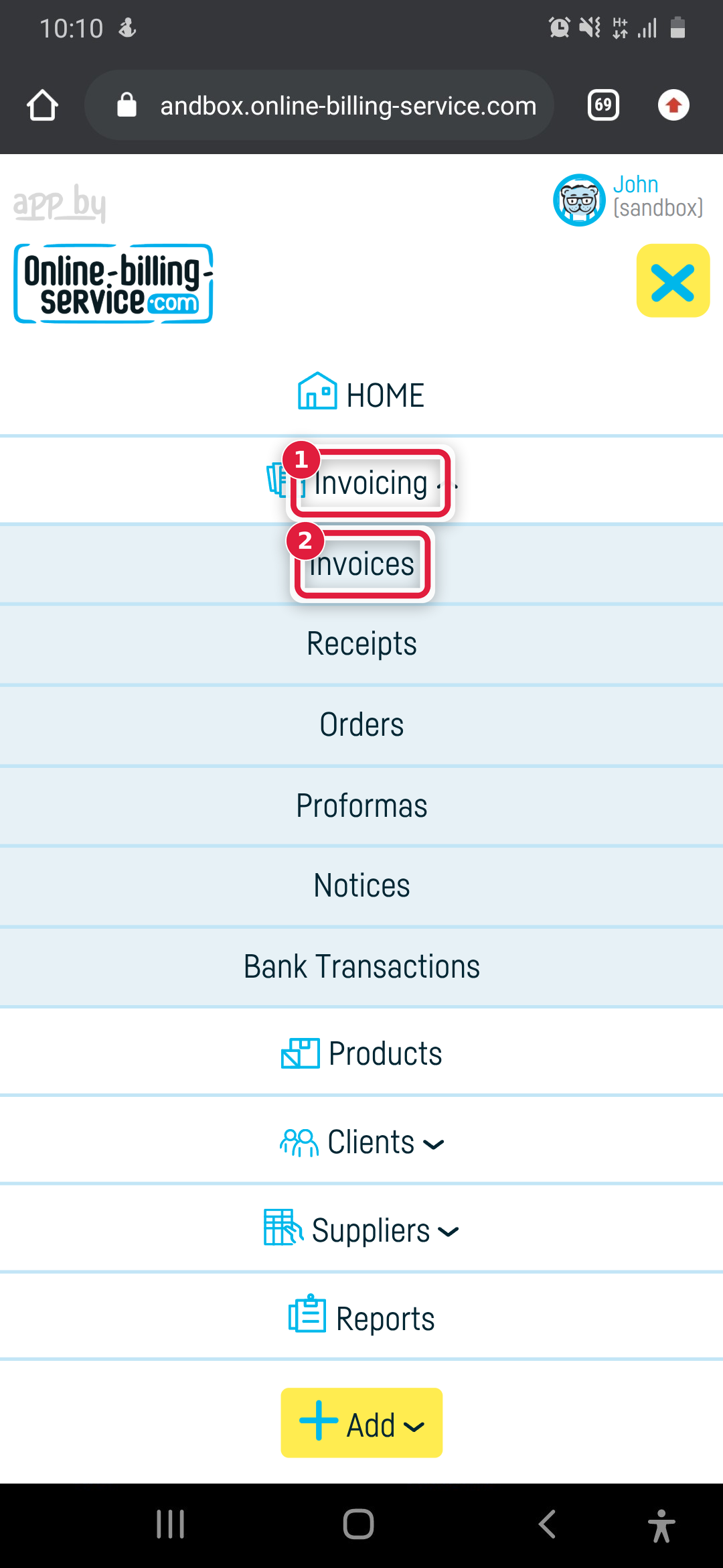 How do I reverse an invoice? - step 1